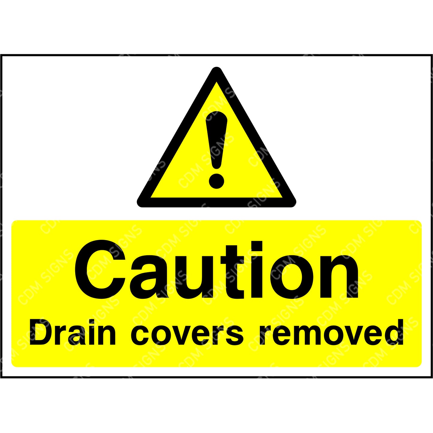 Caution drain covers removed sign