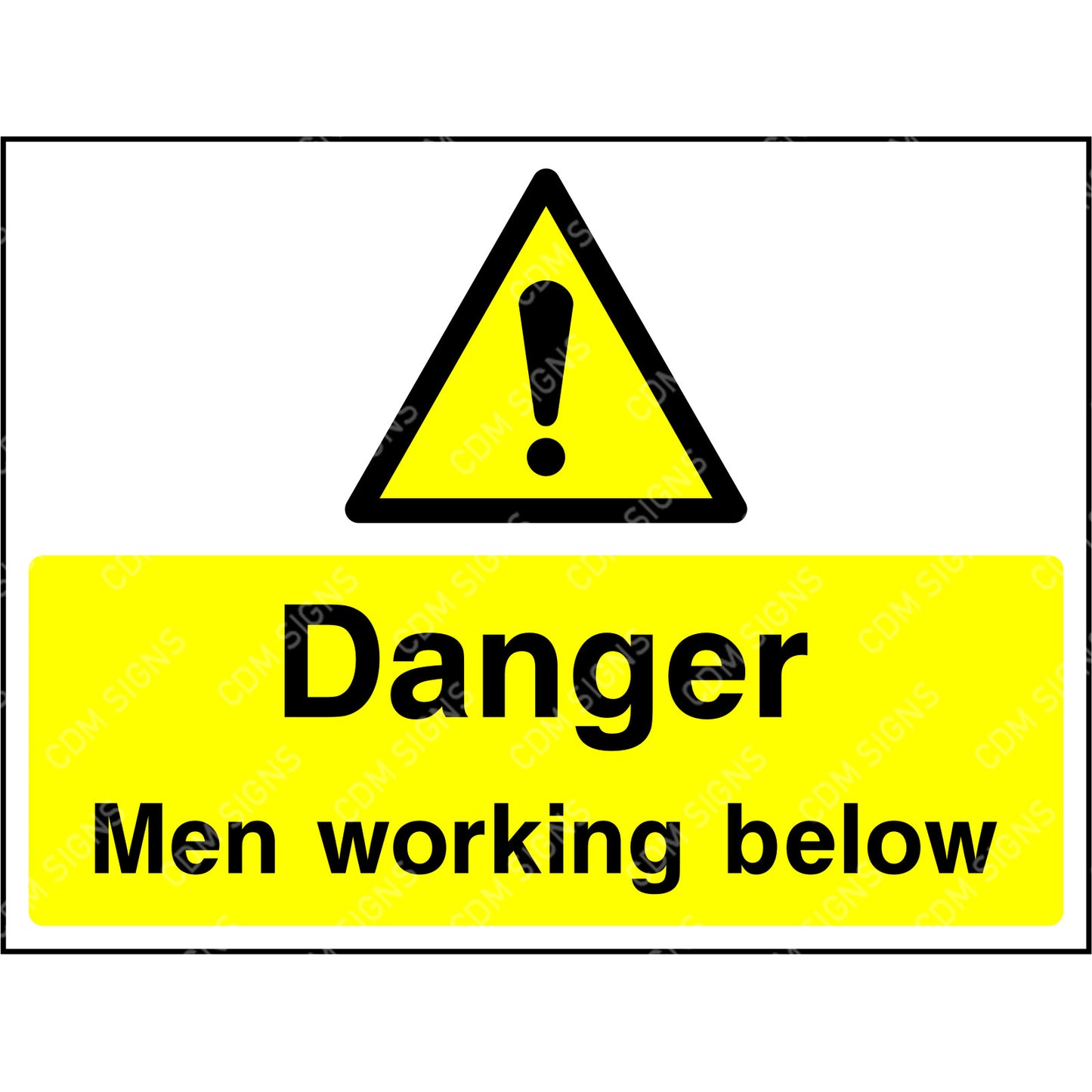 Danger men working below sign