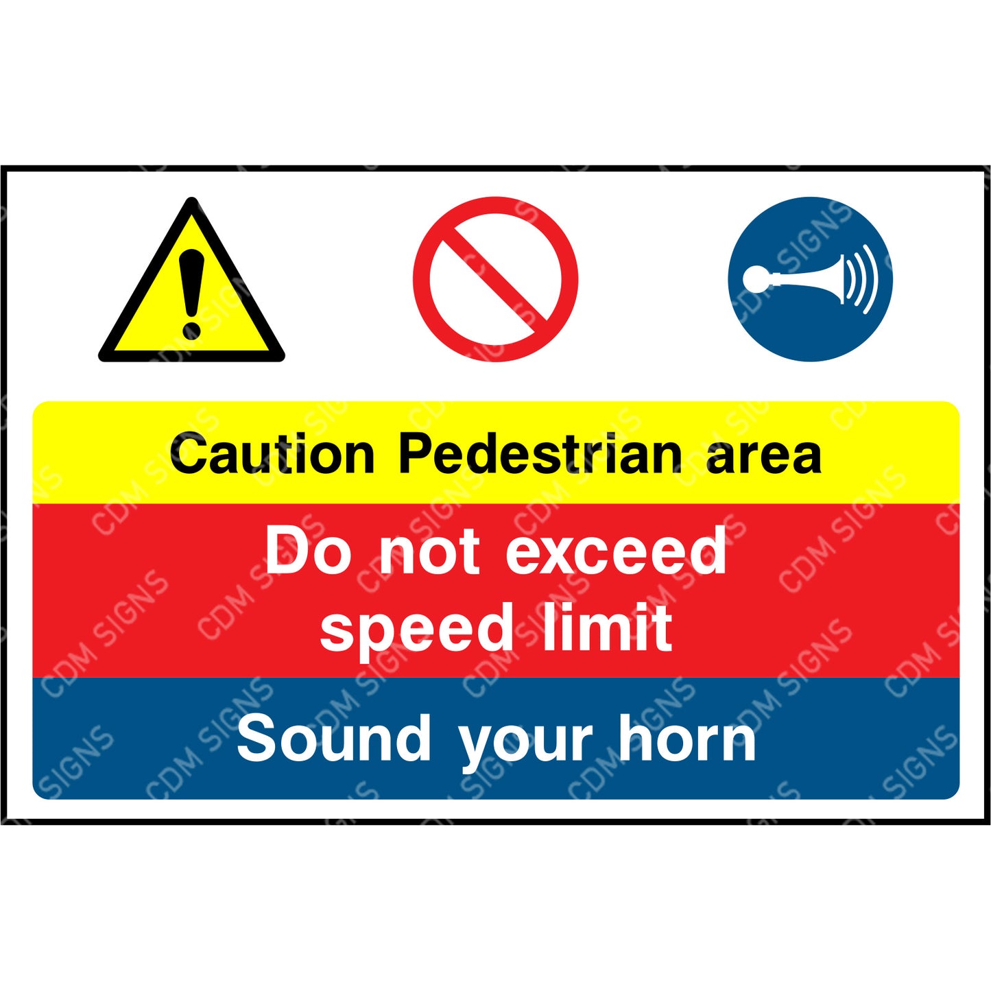 Caution pedestrian area sign - multi message