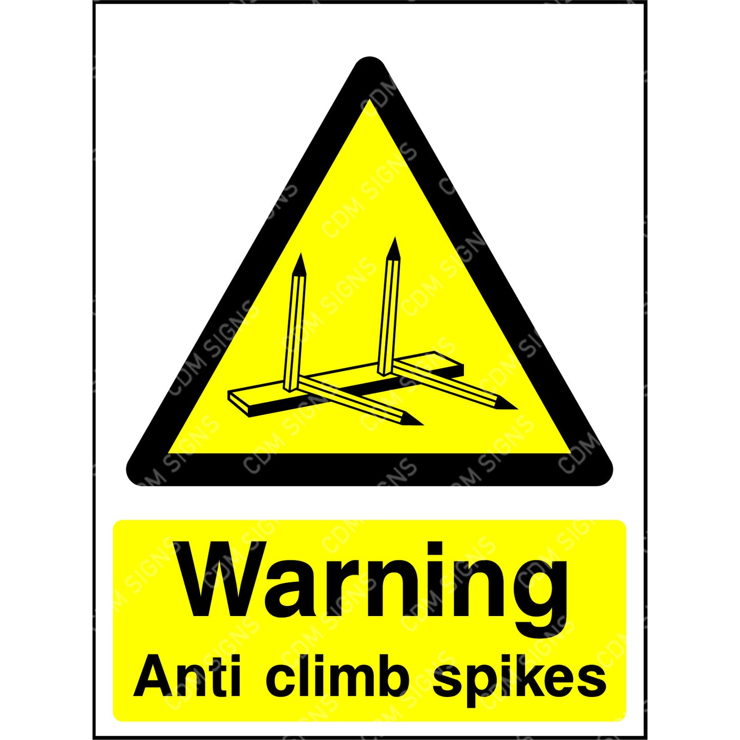 warning anti climb spikes sign