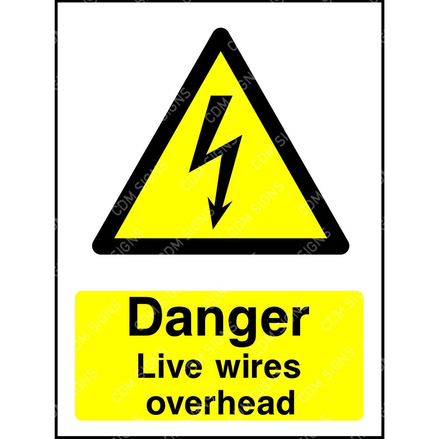 danger live wires overhead sign