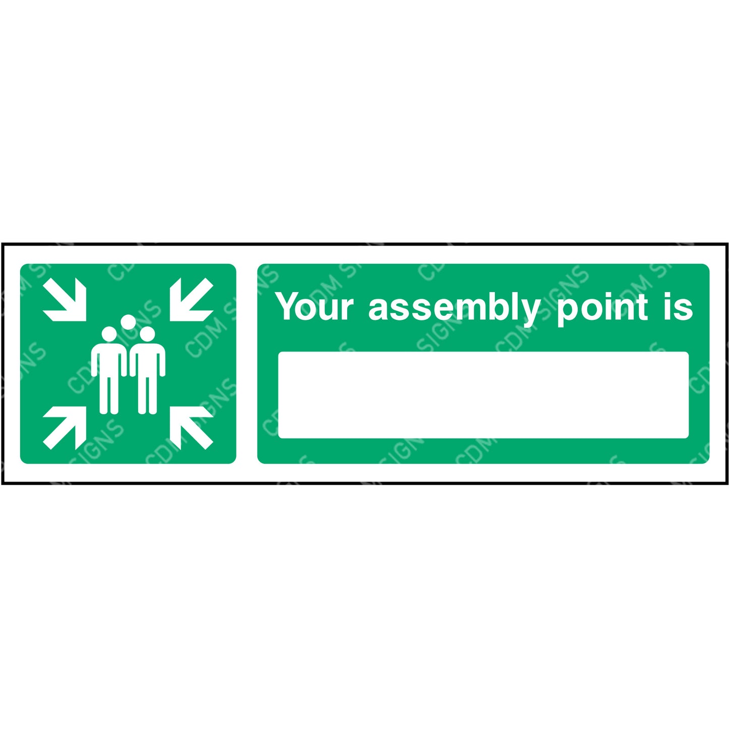 green assembly point sign