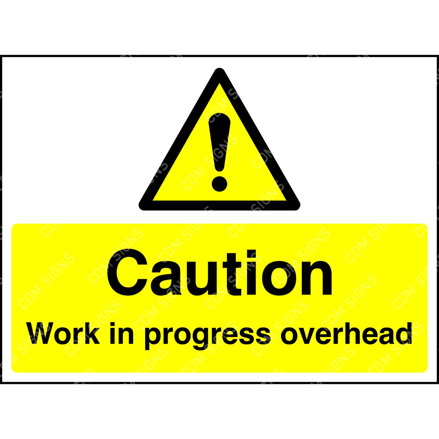 caution work in progress overhead sign