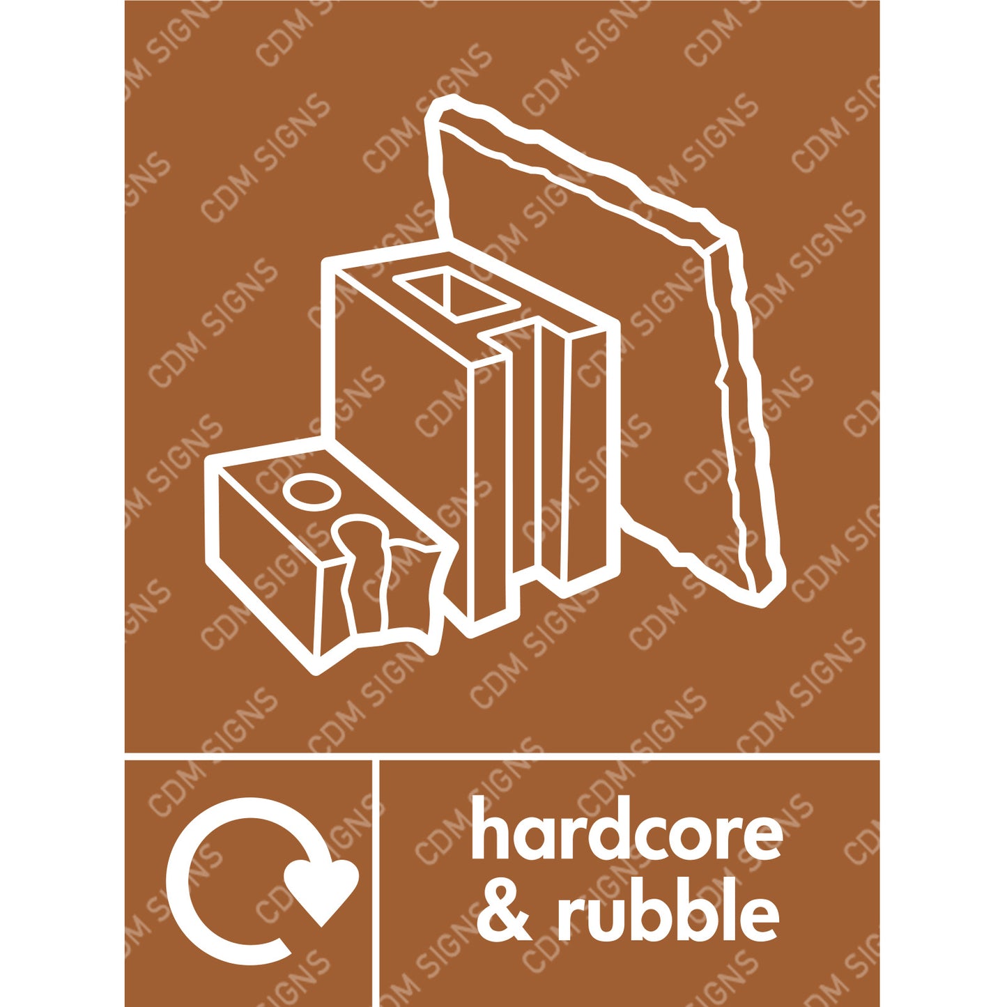 Hardcore & rubble recycling sign for building site