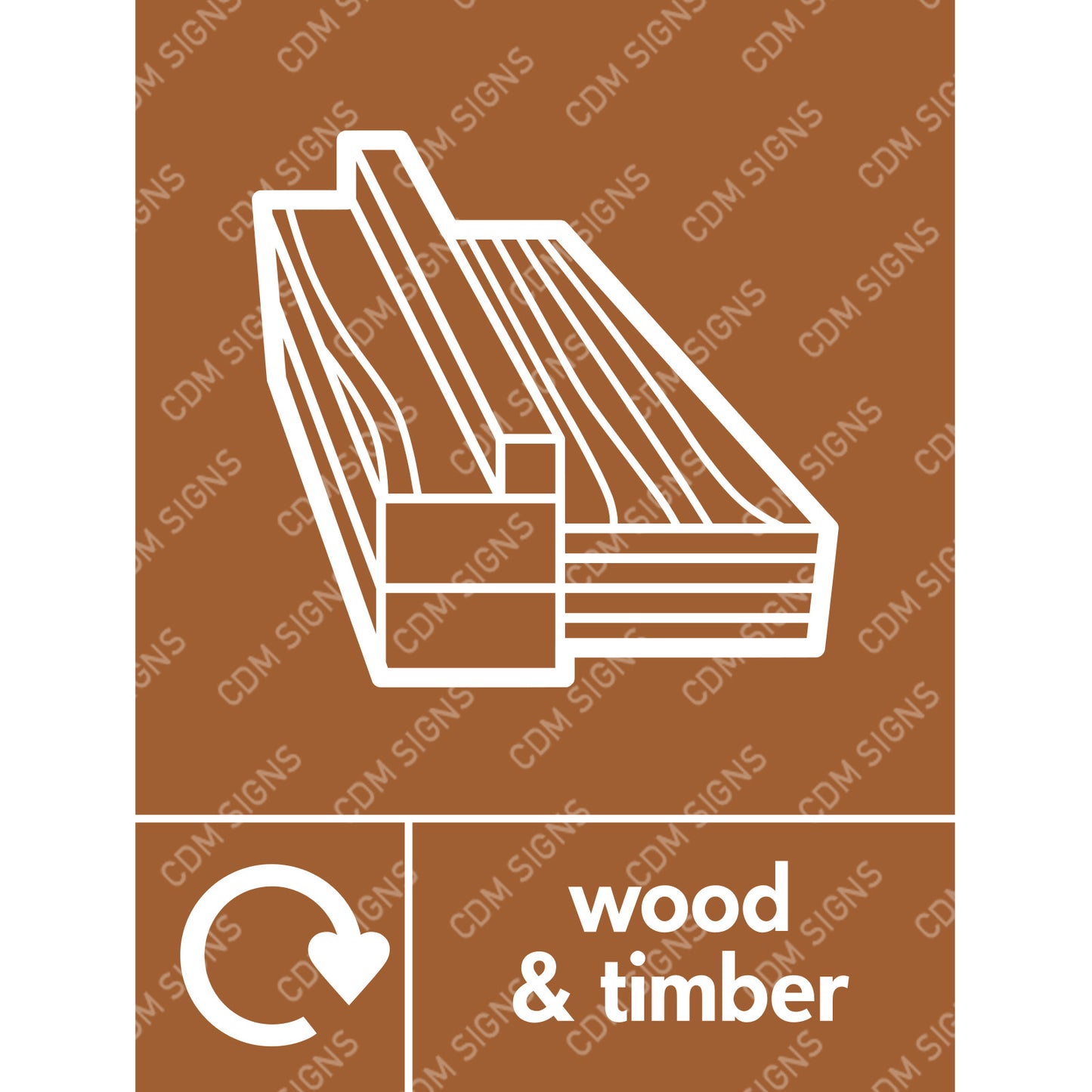 Wood & timber recycling sign for building sites