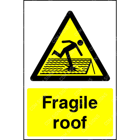 Danger fragile roof sign