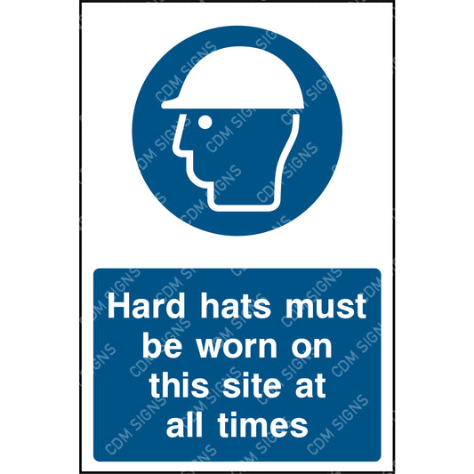 Hard hats must be worn on this site at all times sign