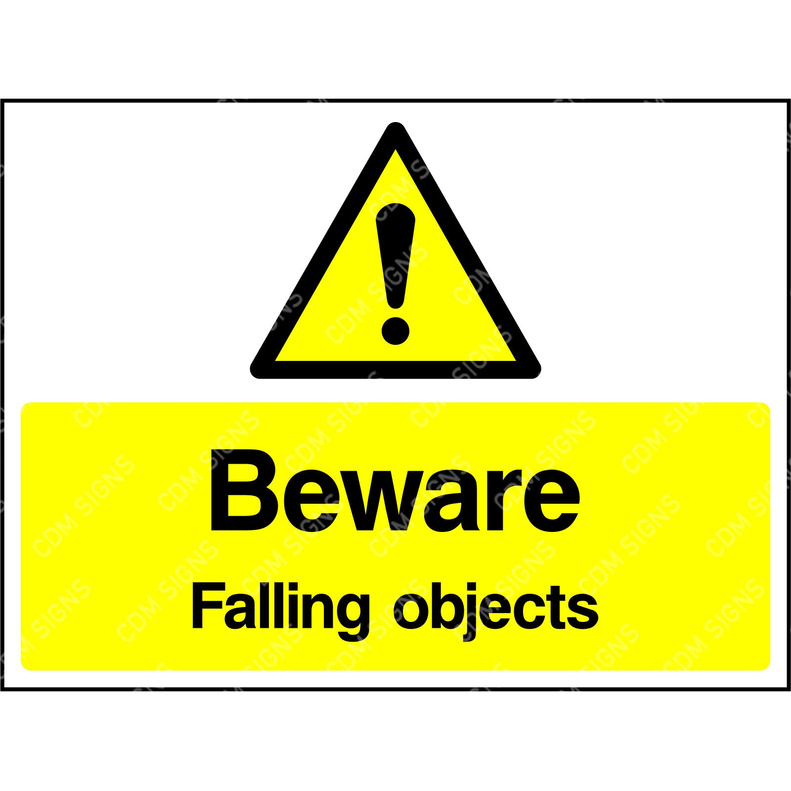 Beware falling objects sign