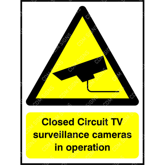 Closed circuit TV surveillance cameras in operation sign