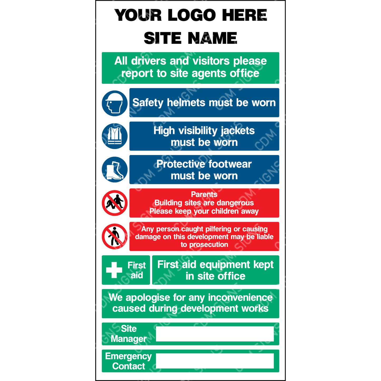 XL Site Safety - Multi message customisable sign