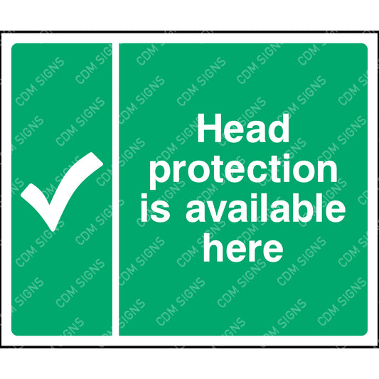 Head protection is available here sign