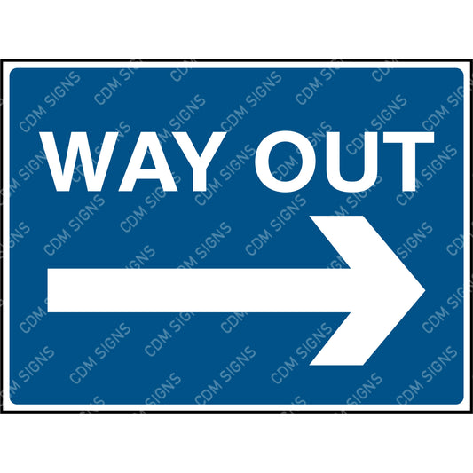 Way out right arrow sign