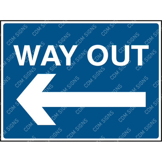 Way out left arrow sign