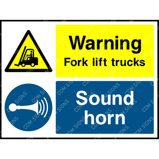 Warning fork lift trucks sign &  Sound horn