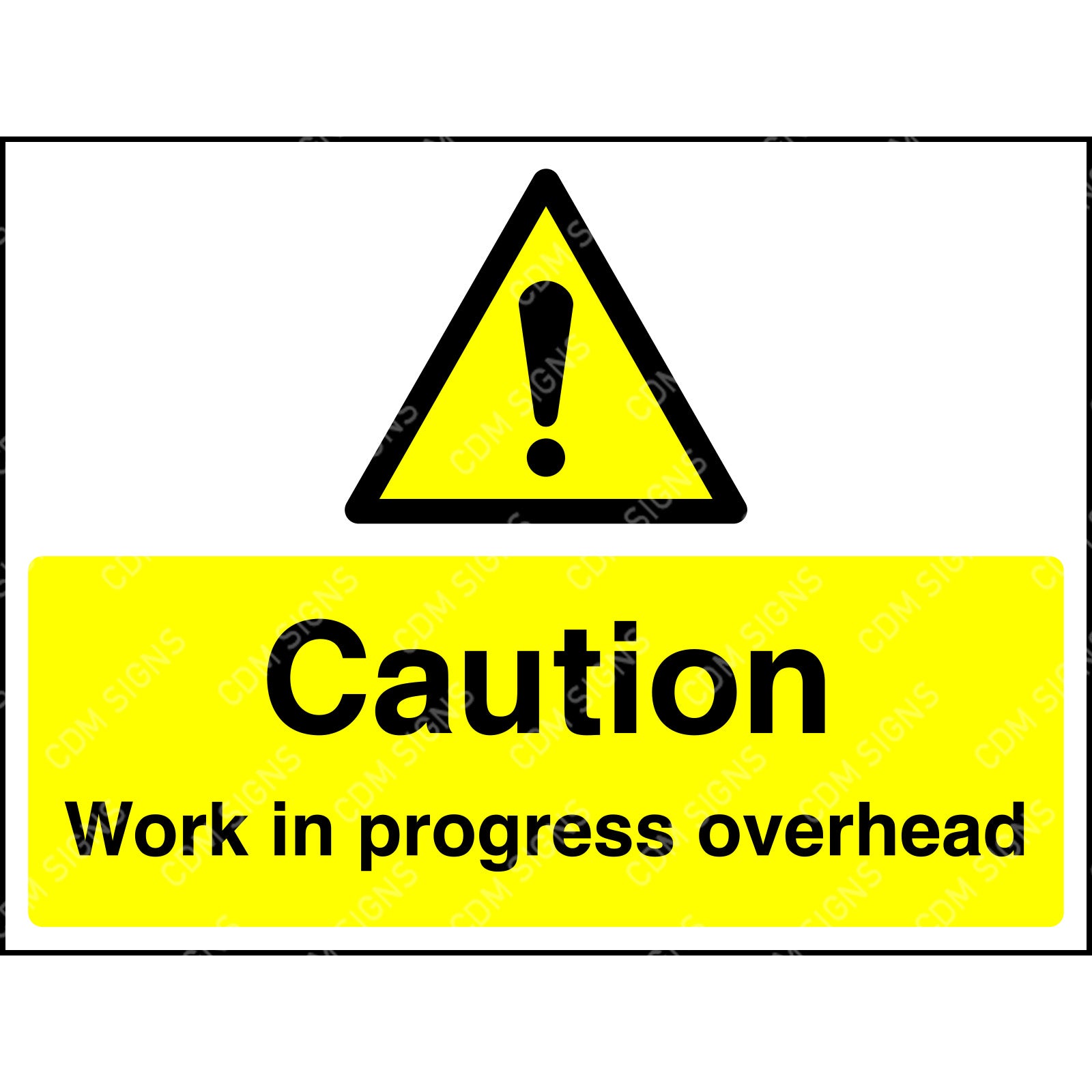 caution work in progress overhead sign